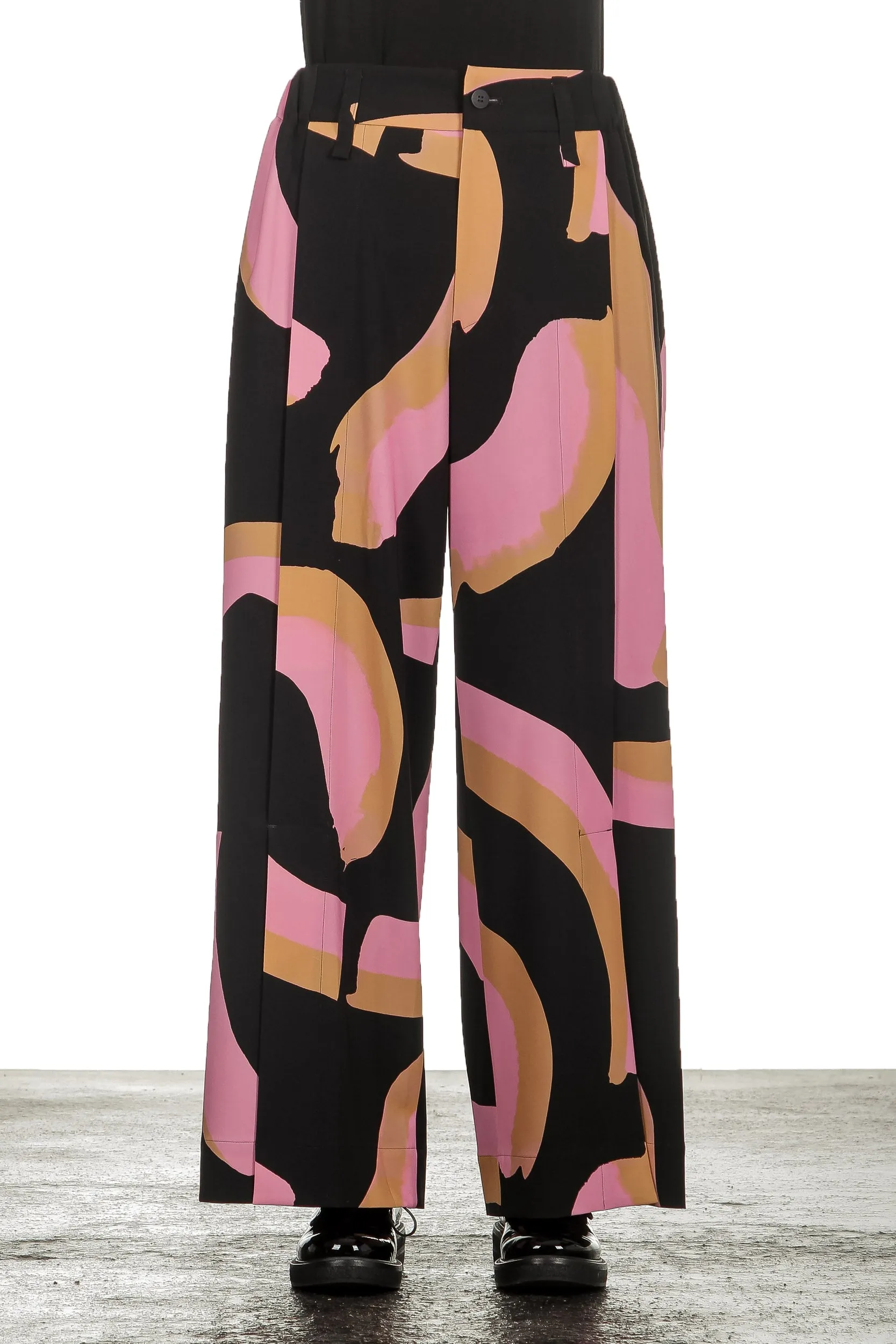 Issey Miyake Avantgarde Damen Hose mit Print mehrfarbig