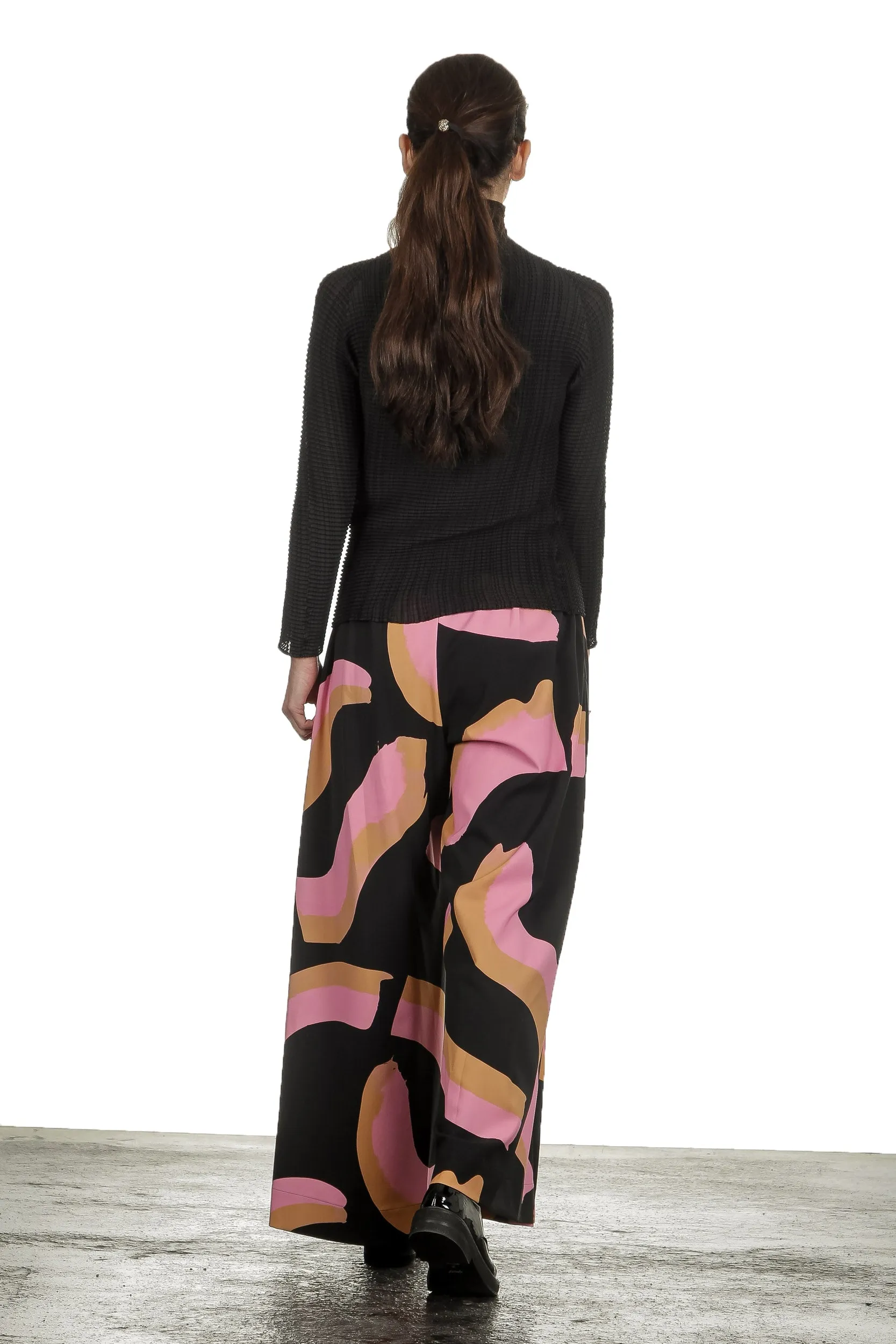 Issey Miyake Avantgarde Damen Hose mit Print mehrfarbig