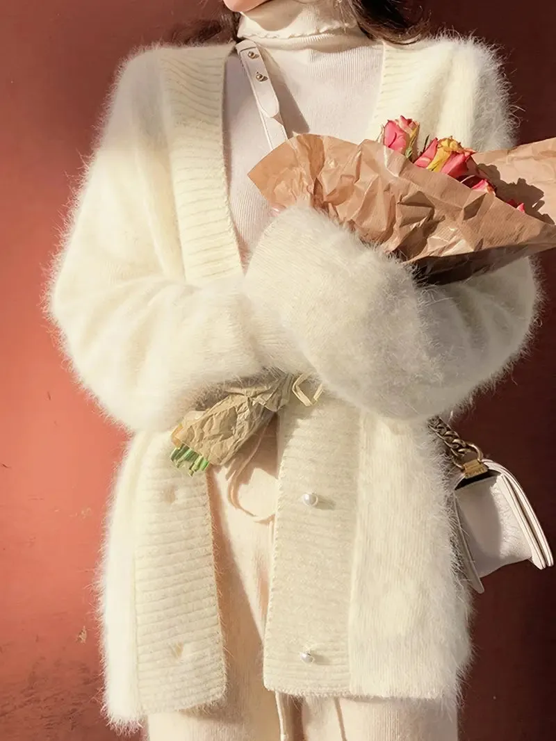 Von Liebe inspiriertV-Ausschnitt Cardigan Eleganter Langarm Strick